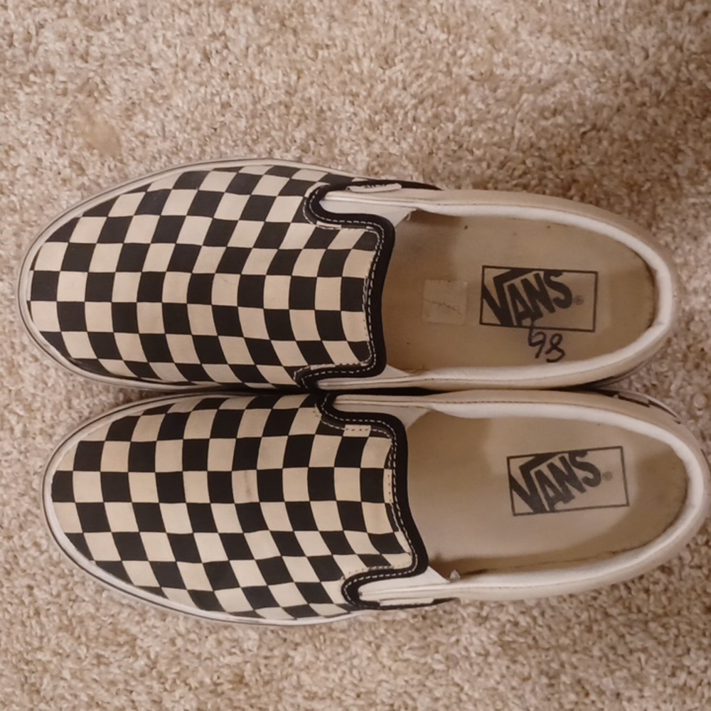 Vans Black and White Checkerboard Slip-Ons